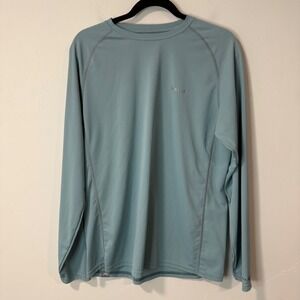 Simms Mens SolarFlex Fishing Shirt Medium Blue UPF 50 Long Sleeve Sun Outdoor